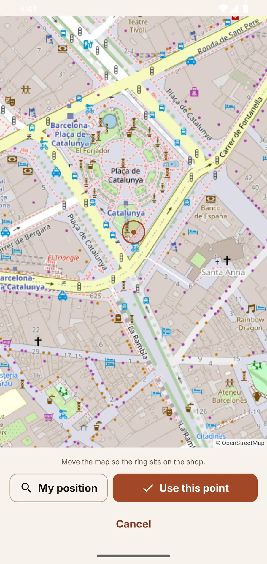 Pinning a card to a place on the map