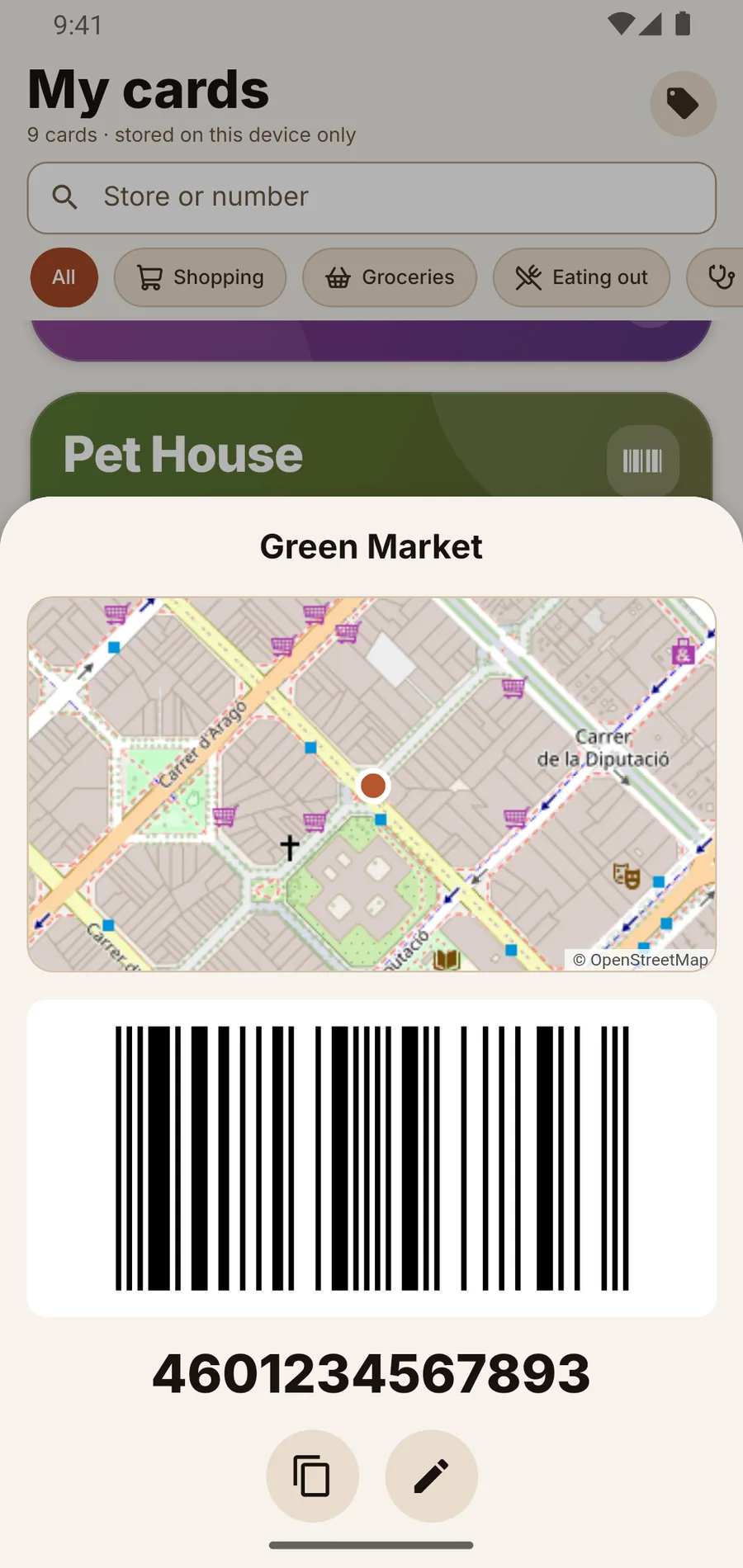 A card barcode filling the screen