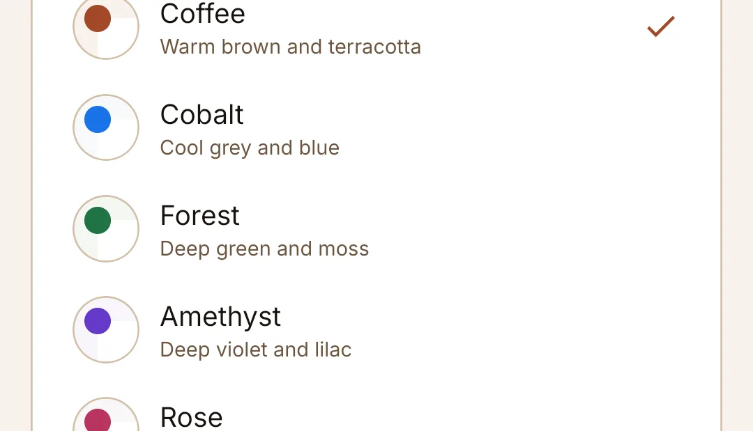 Picking a colour theme