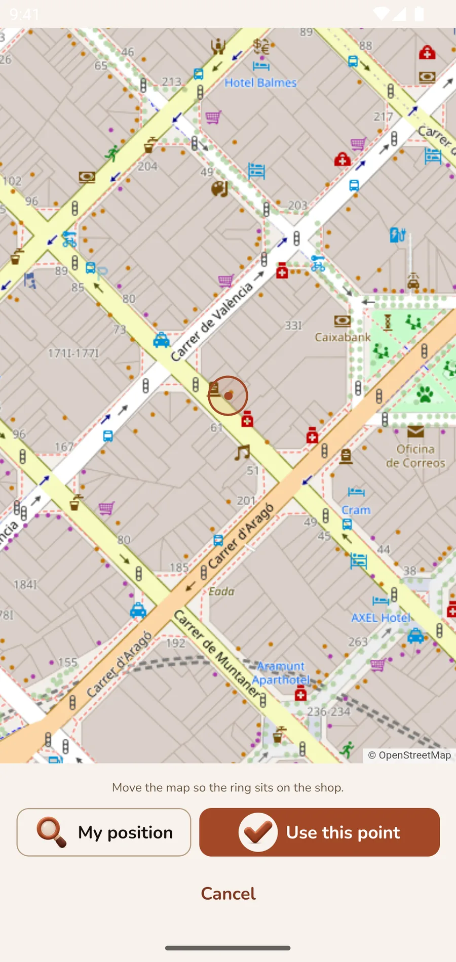 Pinning a card to a place on the map