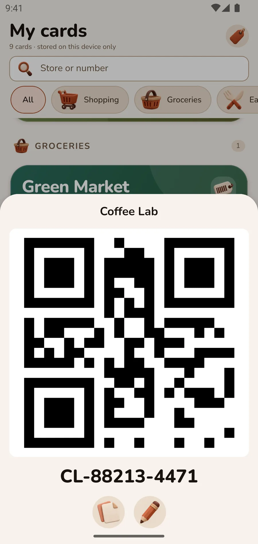 A card QR code filling the screen